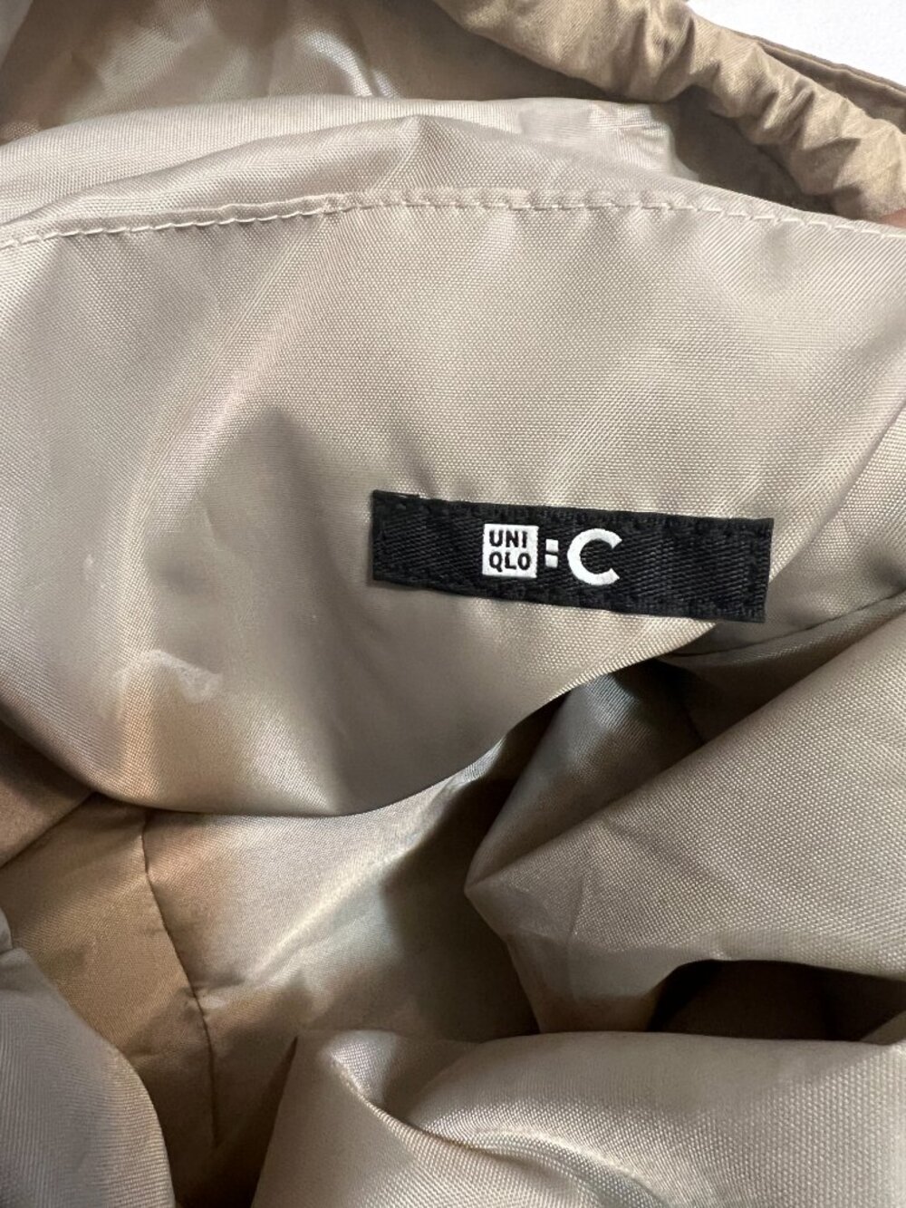Uniqlo :C Drawstring Shoulder Bag Tan Beige Large Capacity Casual Crossbody - Picture 5 of 10